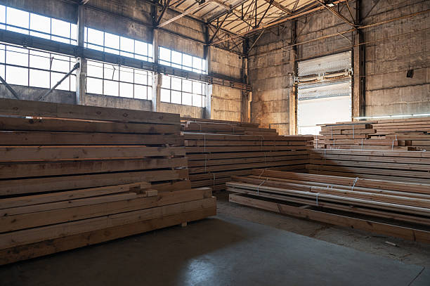 istock Warehouse with various types of timber 2210357283