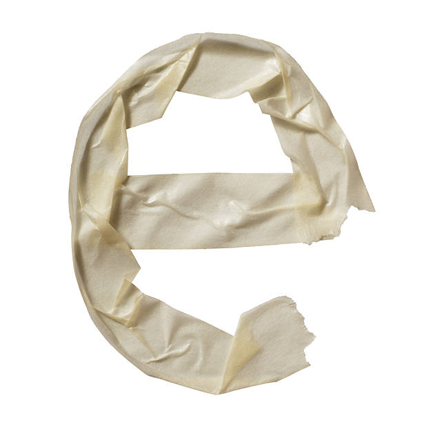 istock Letter e made of off-white color masking tape 2210358415