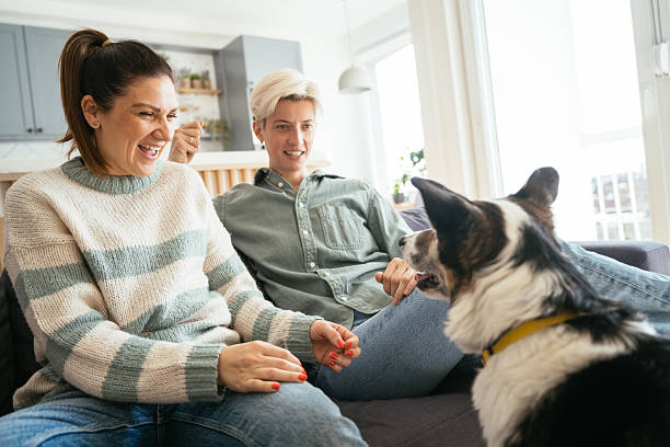 istock Lesbian couple with dog 2210359323