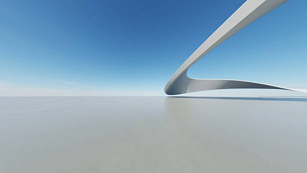 istock 3d illustration of abstract architecture background, geometric architectural with dynamic curve design, Car presentation 2210363661