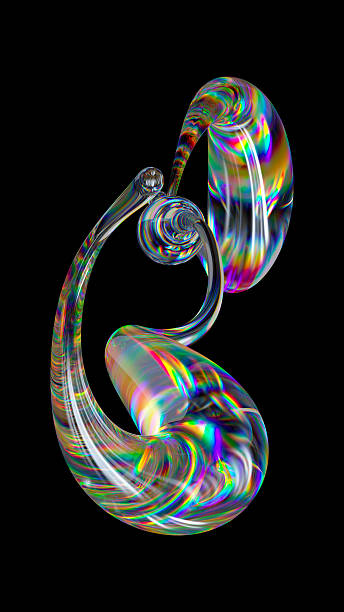 istock 3d render, abstract liquid glass shapes, isolated on black background 2210363914