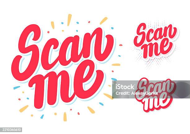 Scan Cases Lettering Scan Me Vector Typography Illustration Set Stock Illustration ...