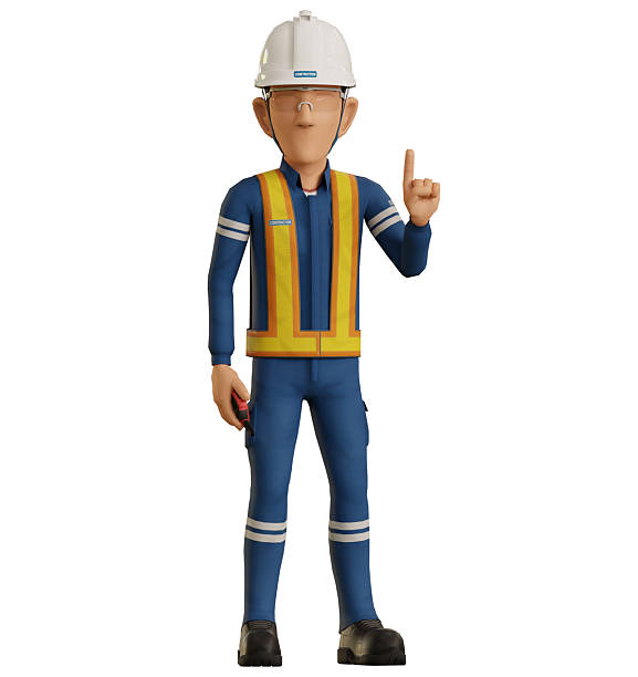 istock Isolate industrial worker raise 1 finger hand sign 2210366904