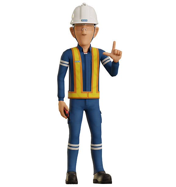 istock Isolate industrial worker raise 7 finger hand sign 2210366914