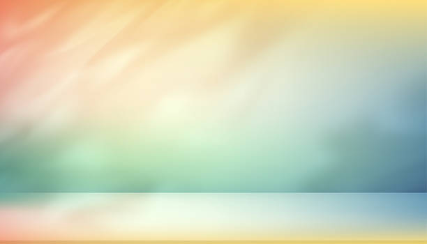istock Studio background,Abstract wall blue,green,pink,yellow color gradient of shadow,light for product presentation.Empty 3d room of Blurred nature leaves shadow on floor for Spring,Summer concept 2210368464