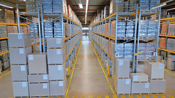 istock A vast warehouse with high shelves and numerous items. 2210370310