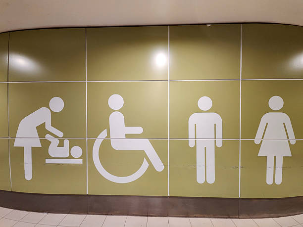 istock Toilet sign on a green wall 2210373757