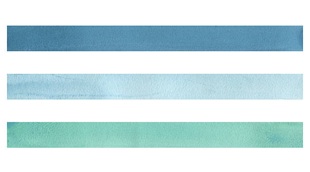 istock Stripes of paint dark blue, light blue and turquoise green, even rectangular. Watercolor illustration hand-drawn on the theme of sea and fishing. Set of elements isolated from the background 2210373958