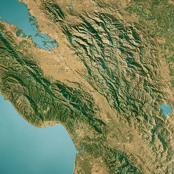istock Santa Clara County CA Satellite Topographic Map 3D Render True Color 2210378113