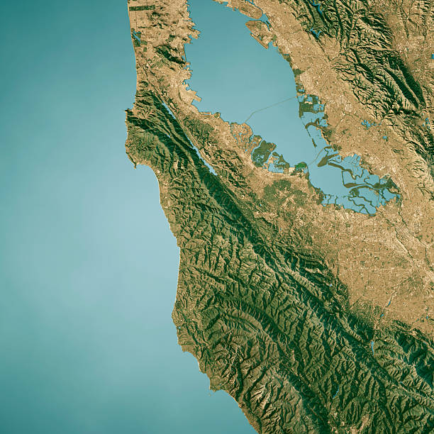 istock San Mateo County CA Satellite Topographic Map 3D Render True Color 2210378154