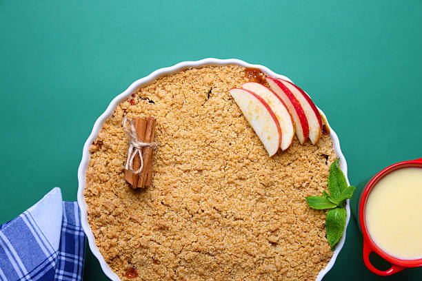 Freshly baked cherry crumble cake with golden streusel topping and juicy fruit cherry filling. Classic homemade dessert served warm or cold