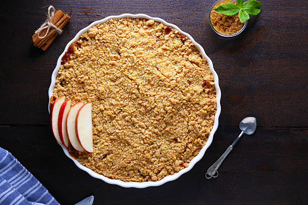 Apple Crumble and Custard a sweet dessert