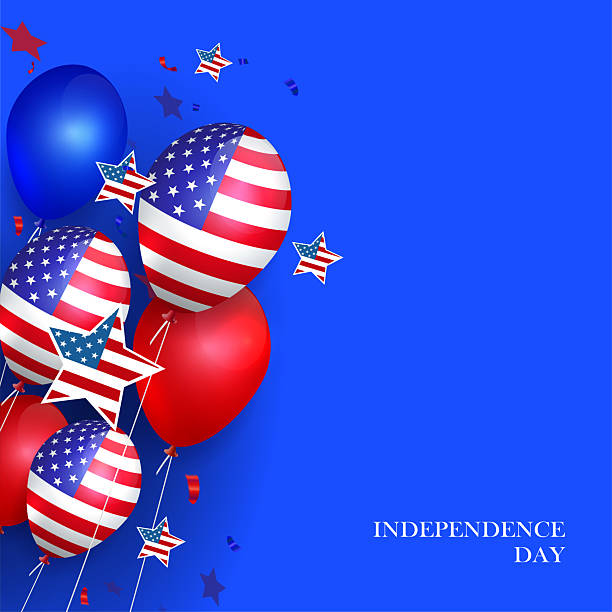 istock Festive illustration with isolated American attributes, balloons 2210390307