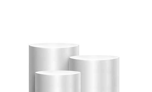 istock White cylindrical display stand in studio room for product display. 2210397539