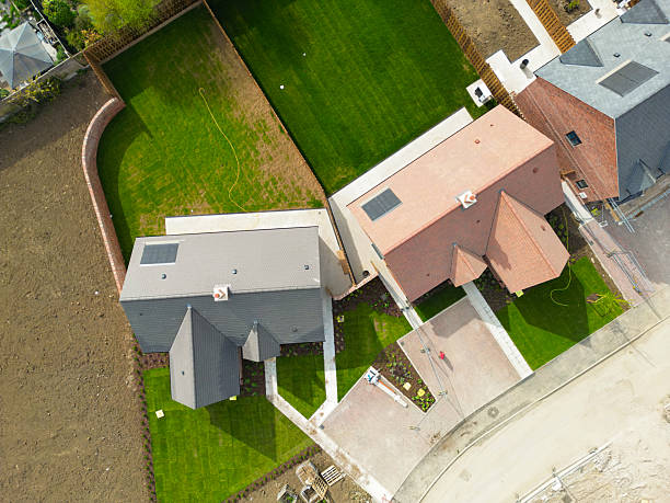istock Drone top down view of new detached bungalows seen in a rural development in Britain. 2210402598