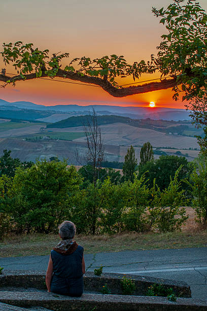 Configni, Acquasparta, Terni, Umbria, Italy:\nOld lady, watching the sunset of Configni