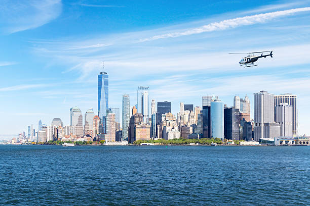 istock Classic sunny view of Manhattan skyline from the water 2210406461