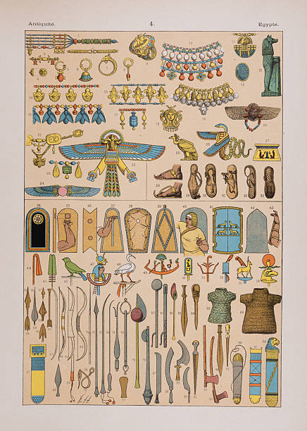 istock Egyptian jewelry and tools lithograph from an antique French book from 1890 2210409880