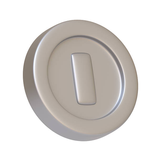 Silver coin from the game Mario isolated on white background. 3D icon, sign and symbol. Cartoon minimal style. 3D Render Illustration