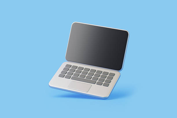 istock 3D Minimalist Laptop Icon on Blue Background 2210412509