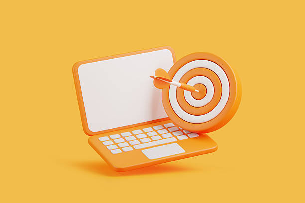 istock Laptop with target and dart symbolizing accuracy 2210412550