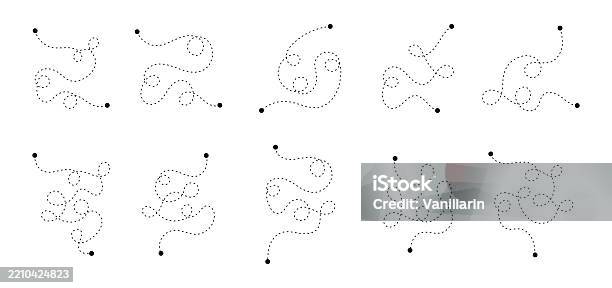 Dashed Line Objects Dashed Line Path With Dots Stock Illustration - Download Image Now ...