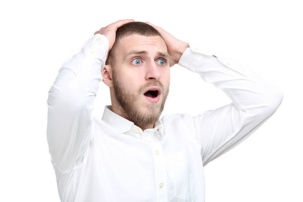istock Portrait of young man on white background 2210431811