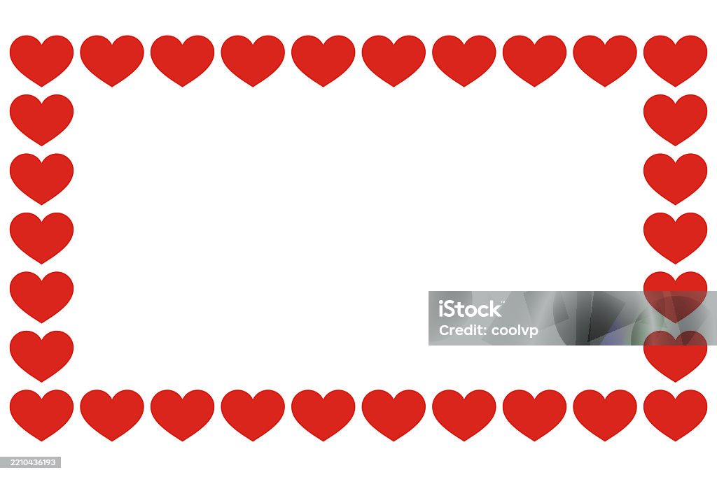 Rectangular Heart Net Rectangular Hearts Frame Isolated On White Background Horizontal Frame ...