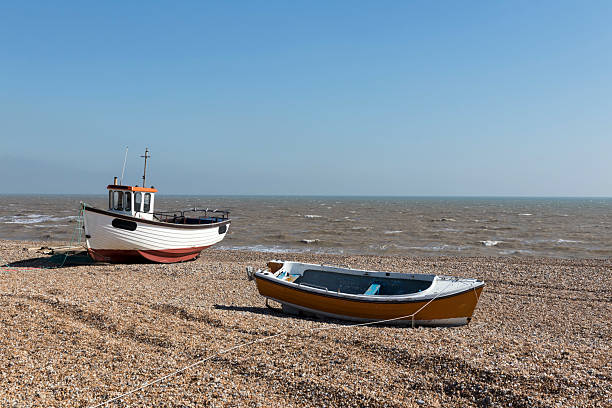 View across the beach at Dungeness, East Sussex, UK.