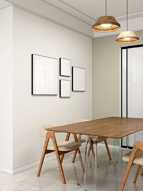 istock Dining room with four blank square frames and interior decoration 2210456869