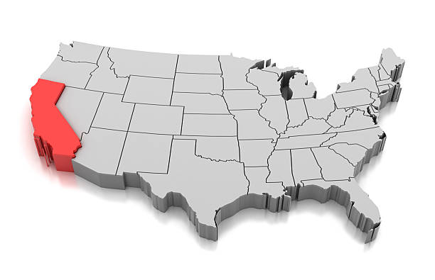 Map of California state isolated on white.