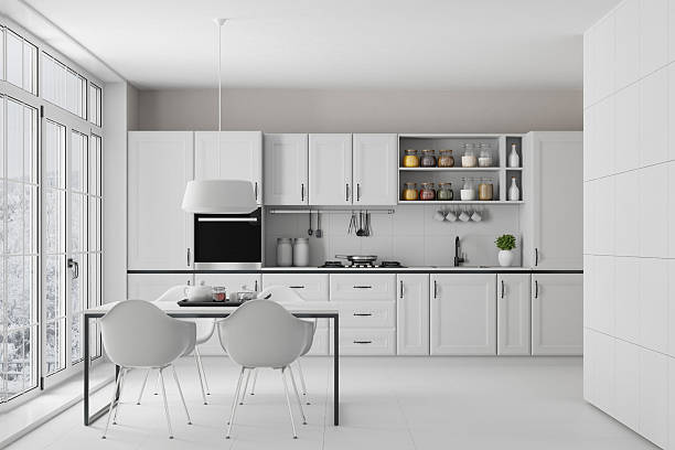 istock Contemporary Scandinavian Kitchen with Elegant Winter View 2210474647