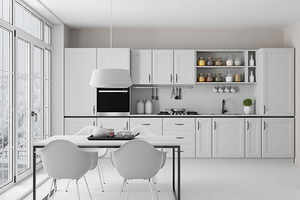istock Contemporary Scandinavian Kitchen with Elegant Winter View 2210474661