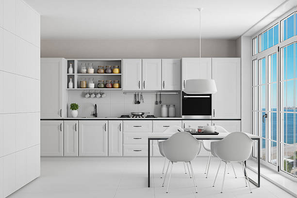 istock Scandinavian Kitchen with Seaside View and Natural Light 2210475813