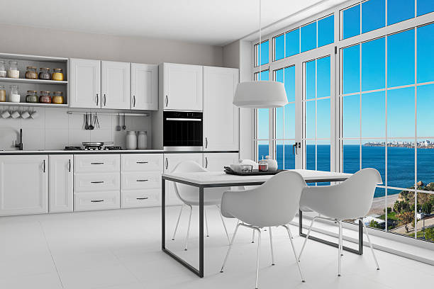 istock Scandinavian Kitchen with Seaside View and Natural Light 2210475816
