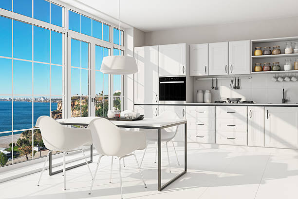istock Scandinavian Kitchen with Seaside View and Natural Light 2210475821