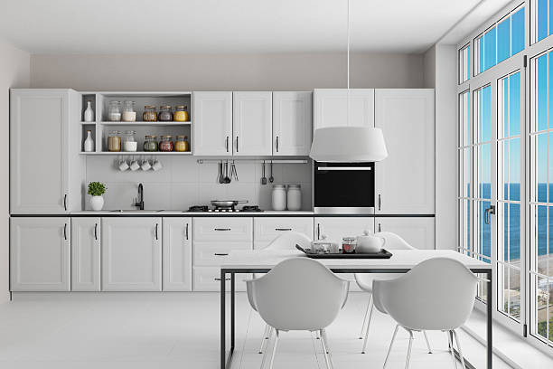 istock Scandinavian Kitchen with Seaside View and Natural Light 2210475824