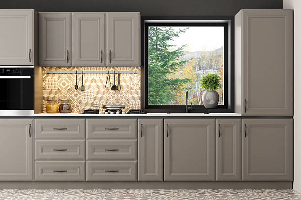 istock Classic Scandinavian Kitchen with Moroccan Tile Accents and Winter View 2210479411