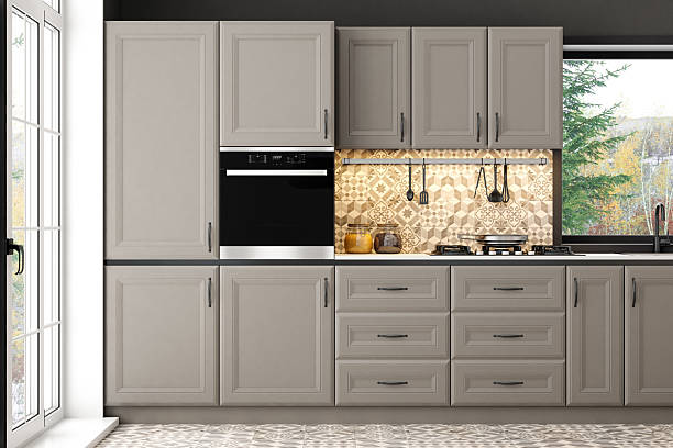 istock Classic Scandinavian Kitchen with Moroccan Tile Accents and Winter View 2210479414