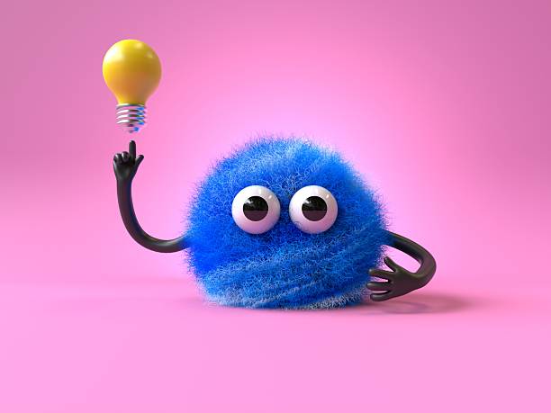 istock Fluffy, cute monster with a lightbulb 2210479584