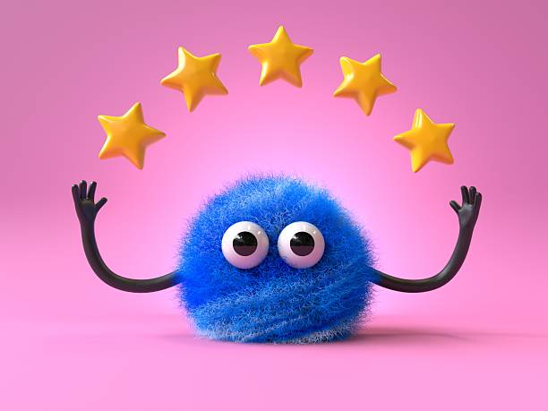 istock Fluffy, cute monster with five stars 2210479595
