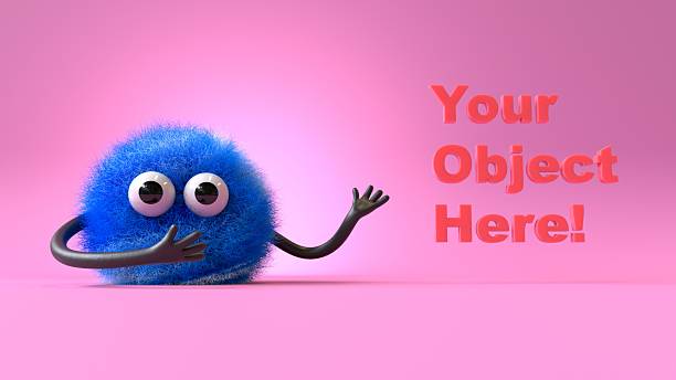 istock Fluffy, cute monster presents a space for 