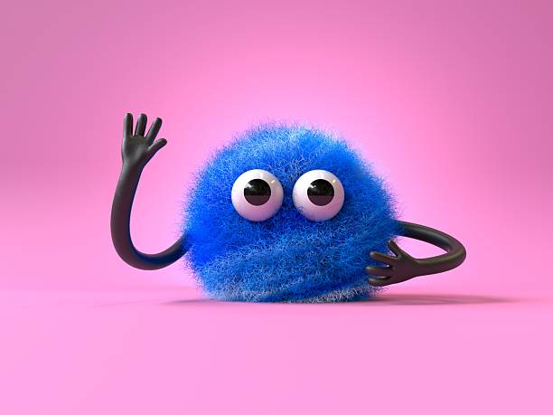 istock Fluffy, cute monster waving 2210479618