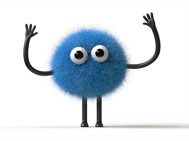 istock Fluffy, cute monster with raised arms 2210479945