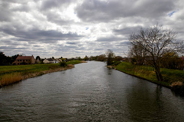 A cloudy sky over the River Ouse in Cambridgeshire, UK