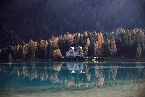 istock Lakeside villa reflected in lago di alterselva, South Tyrol 2210488583