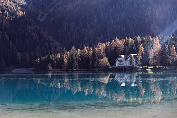 istock Lakeside villa reflected in Lago di anterselva, South Tyrol 2210488584