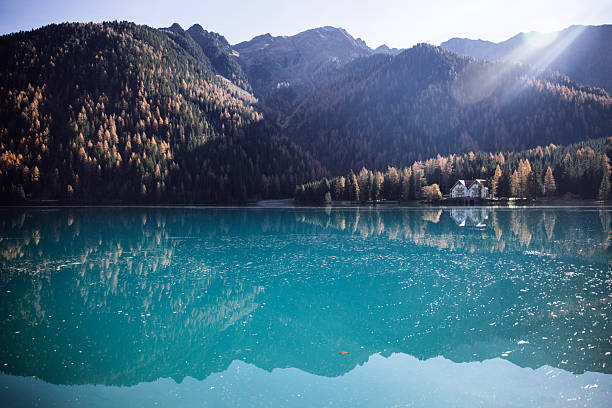 istock Mountain lake reflection at Lago di anterselva, South Tyrol 2210488585