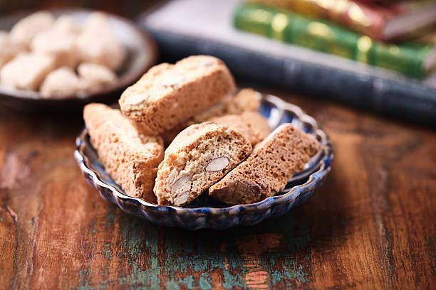 istock Cantuccini (Italian cookies) on dark wooden background. Close up 2210497641