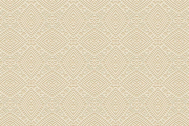 istock Geometric light background, tribal cover design, banner for design. Ethnic artistic 3D pattern, art deco. Relief ornaments, arabesques, mandala. Motives of the East, Asia, India, Mexico, Aztec. 2210514320